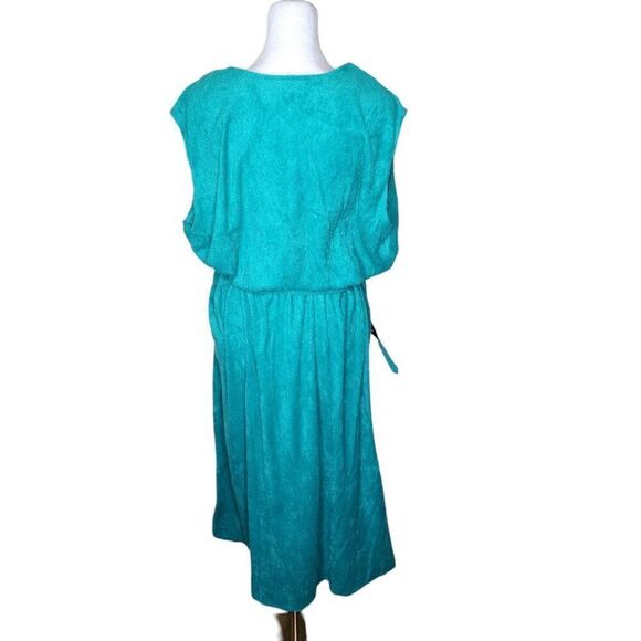 Lane Bryant Vintage 70s Terrycloth 2 Pce Belted Dress Set Womens Size 3XL Teal B - Picture 4 of 12